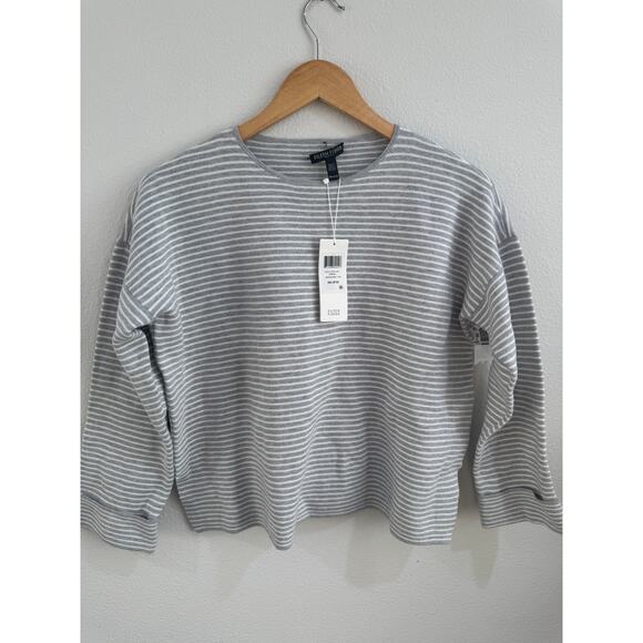 Eileen Fisher Sweaters - Eileen Fisher grey and shite stripped sweater NWT
